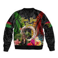 Vanuatu Independence Day Bomber Jacket Boars Tusk and Melanesian Warrior Indipendens Dei