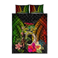 Vanuatu Independence Day Quilt Bed Set Boars Tusk and Melanesian Warrior Indipendens Dei