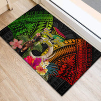 Vanuatu Independence Day Rubber Doormat Boars Tusk and Melanesian Warrior Indipendens Dei