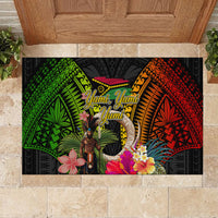 Vanuatu Independence Day Rubber Doormat Boars Tusk and Melanesian Warrior Indipendens Dei