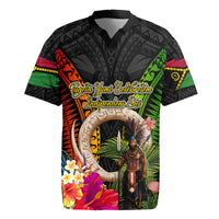 Vanuatu Independence Day Rugby Jersey Boars Tusk and Melanesian Warrior Indipendens Dei