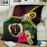 Vanuatu Indipendens Dei Blanket Boars Tusk and Melanesian Warrior Hibiscus