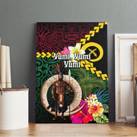 Vanuatu Indipendens Dei Canvas Wall Art Boars Tusk and Melanesian Warrior Hibiscus