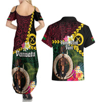 Vanuatu Indipendens Dei Couples Matching Summer Maxi Dress and Hawaiian Shirt Boars Tusk and Melanesian Warrior Hibiscus LT03 - Polynesian Pride