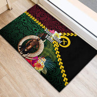 Vanuatu Indipendens Dei Rubber Doormat Boars Tusk and Melanesian Warrior Hibiscus