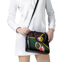 Vanuatu Indipendens Dei Shoulder Handbag Boars Tusk and Melanesian Warrior Hibiscus