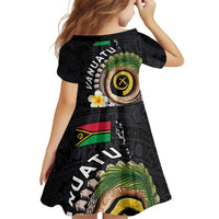 Vanuatu Independence Day Family Matching Off Shoulder Short Dress and Hawaiian Shirt Melanesian Tribal Pig Tusk with Tropical Plants LT03 - Polynesian Pride