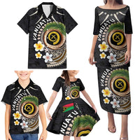 Vanuatu Independence Day Family Matching Puletasi and Hawaiian Shirt Melanesian Tribal Pig Tusk with Tropical Plants LT03 - Polynesian Pride