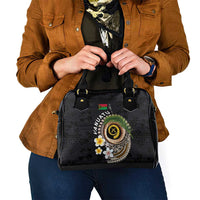 Vanuatu Independence Day Shoulder Handbag Melanesian Tribal Pig Tusk with Tropical Plants
