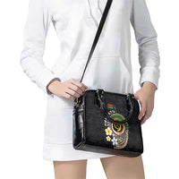 Vanuatu Independence Day Shoulder Handbag Melanesian Tribal Pig Tusk with Tropical Plants