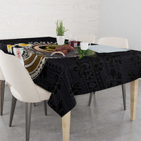 Vanuatu Independence Day Tablecloth Melanesian Tribal Pig Tusk with Tropical Plants