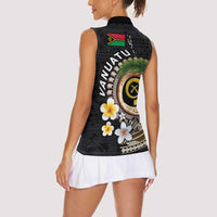 Vanuatu Independence Day Women Sleeveless Polo Shirt Melanesian Tribal Pig Tusk with Tropical Plants LT03 - Polynesian Pride