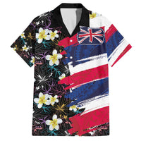 Hawaiian Flag Day Family Matching Off The Shoulder Long Sleeve Dress and Hawaiian Shirt Tropical Flowers and Leaves LT03 Dad's Shirt - Short Sleeve Black - Polynesian Pride
