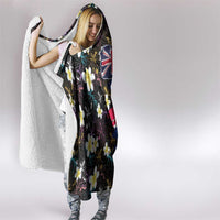 Hawaiian Flag Day Hooded Blanket Tropical Flowers and Leaves