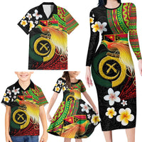 Vanuatu and Papua New Guinea Together Family Matching Long Sleeve Bodycon Dress and Hawaiian Shirt Bird-of-paradise and Pig Tusk Melanesian Pattern LT03 - Polynesian Pride