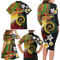 Vanuatu and Papua New Guinea Together Family Matching Long Sleeve Bodycon Dress and Hawaiian Shirt Bird-of-paradise and Pig Tusk Melanesian Pattern LT03 - Polynesian Pride