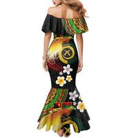 Vanuatu and Papua New Guinea Together Family Matching Mermaid Dress and Hawaiian Shirt Bird-of-paradise and Pig Tusk Melanesian Pattern LT03 - Polynesian Pride