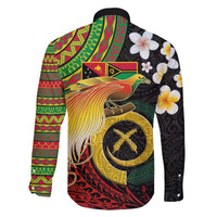 Vanuatu and Papua New Guinea Together Family Matching Off The Shoulder Long Sleeve Dress and Hawaiian Shirt Bird-of-paradise and Pig Tusk Melanesian Pattern LT03 - Polynesian Pride