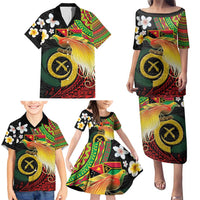 Vanuatu and Papua New Guinea Together Family Matching Puletasi and Hawaiian Shirt Bird-of-paradise and Pig Tusk Melanesian Pattern LT03 - Polynesian Pride