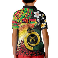 Vanuatu and Papua New Guinea Together Kid Polo Shirt Bird-of-paradise and Pig Tusk Melanesian Pattern LT03 - Polynesian Pride