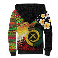Vanuatu and Papua New Guinea Together Sherpa Hoodie Bird-of-paradise and Pig Tusk Melanesian Pattern LT03 - Polynesian Pride
