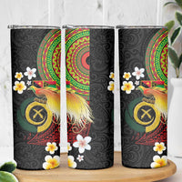 Vanuatu and Papua New Guinea Together Skinny Tumbler Bird-of-paradise and Pig Tusk Melanesian Pattern LT03 - Polynesian Pride