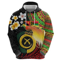 Vanuatu and Papua New Guinea Together Zip Hoodie Bird-of-paradise and Pig Tusk Melanesian Pattern LT03 - Polynesian Pride
