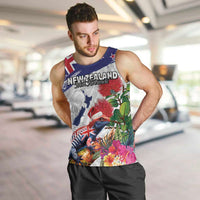 New Zealand Christmas Men Tank Top Meri Kirihimete-Tuatara and Pohutukawa White Color LT03 White - Polynesian Pride