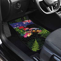 New Zealand Christmas Car Mats Meri Kirihimete-Tuatara and Pohutukawa Black Color LT03 - Polynesian Pride