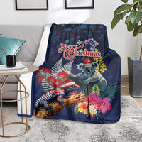 Australia and New Zealand Blanket Merry Christmas-Tuatara and Koala with Plants Xmas Style