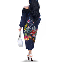 Australia and New Zealand Family Matching Off The Shoulder Long Sleeve Dress and Hawaiian Shirt Merry Christmas-Tuatara and Koala with Plants Xmas Style LT03 - Polynesian Pride