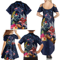Australia and New Zealand Family Matching Summer Maxi Dress and Hawaiian Shirt Merry Christmas-Tuatara and Koala with Plants Xmas Style LT03 - Polynesian Pride
