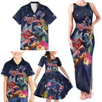 Australia and New Zealand Family Matching Tank Maxi Dress and Hawaiian Shirt Merry Christmas-Tuatara and Koala with Plants Xmas Style LT03 - Polynesian Pride