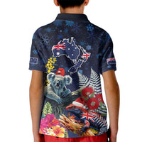 Australia and New Zealand Kid Polo Shirt Merry Christmas-Tuatara and Koala with Plants Xmas Style LT03 - Polynesian Pride