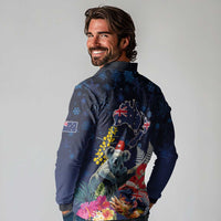 Australia and New Zealand Long Sleeve Polo Shirt Merry Christmas-Tuatara and Koala with Plants Xmas Style