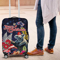 Australia and New Zealand Luggage Cover Merry Christmas-Tuatara and Koala with Plants Xmas Style LT03 Navy - Polynesian Pride