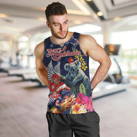 Australia and New Zealand Men Tank Top Merry Christmas-Tuatara and Koala with Plants Xmas Style