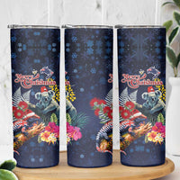 Australia and New Zealand Skinny Tumbler Merry Christmas-Tuatara and Koala with Plants Xmas Style LT03 - Polynesian Pride