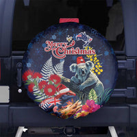 Australia and New Zealand Spare Tire Cover Merry Christmas-Tuatara and Koala with Plants Xmas Style LT03 No hole Navy - Polynesian Pride