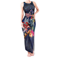 Australia and New Zealand Tank Maxi Dress Merry Christmas-Tuatara and Koala with Plants Xmas Style LT03 Women Navy - Polynesian Pride