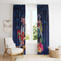 Australia and New Zealand Window Curtain Merry Christmas-Tuatara and Koala with Plants Xmas Style