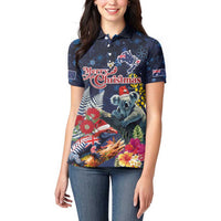 Australia and New Zealand Women Polo Shirt Merry Christmas-Tuatara and Koala with Plants Xmas Style LT03 - Polynesian Pride