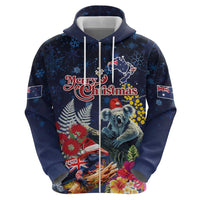 Australia and New Zealand Zip Hoodie Merry Christmas-Tuatara and Koala with Plants Xmas Style LT03 - Polynesian Pride