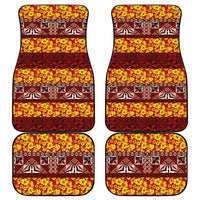 Samoa Siapo and Tapa Car Mats Pacific Tribal Pattern with Hibiscus Striped Style