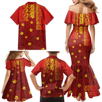 Samoa Tapa Pacific Tribal Pattern Family Matching Mermaid Dress and Hawaiian Shirt Hibiscus and Plumeria LT03 - Polynesian Pride
