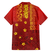 Samoa Tapa Pacific Tribal Pattern Family Matching Off The Shoulder Long Sleeve Dress and Hawaiian Shirt Hibiscus and Plumeria LT03 - Polynesian Pride