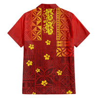 Samoa Tapa Pacific Tribal Pattern Family Matching Short Sleeve Bodycon Dress and Hawaiian Shirt Hibiscus and Plumeria LT03 - Polynesian Pride