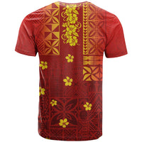 Samoa Tapa Pacific Tribal Pattern T Shirt Hibiscus and Plumeria