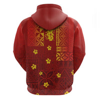 Samoa Tapa Pacific Tribal Pattern Zip Hoodie Hibiscus and Plumeria