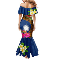 Personalised Marshall Islands Manit Day Family Matching Mermaid Dress and Hawaiian Shirt Marshall Seal Mix Hibiscus Flower Maori Pattern Style LT03 - Polynesian Pride